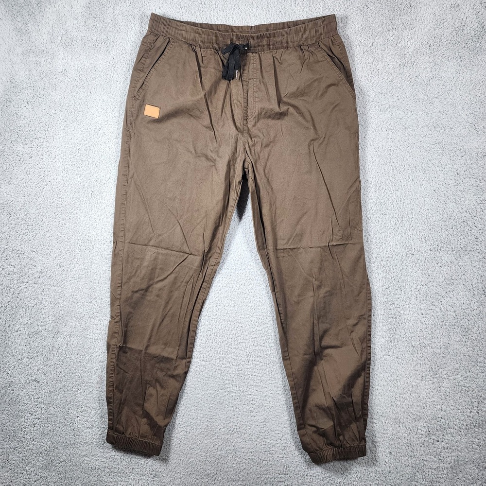 Jmierr Jogger Pants Mens 2XL Brown Cotton Stretch Casual Drawstring Athleisure
